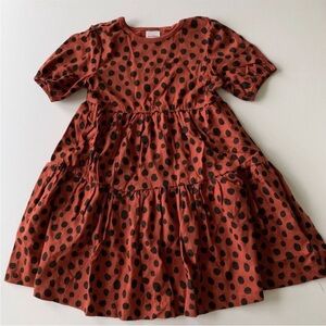 Hanna Andersson Kids Dress in Rust and Black Polka Dots